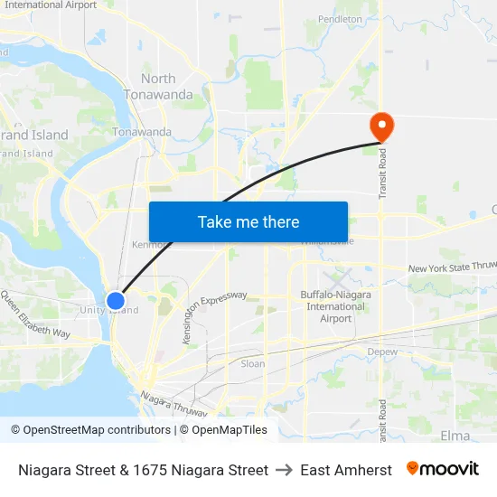 Niagara Street & 1675 Niagara Street to East Amherst map