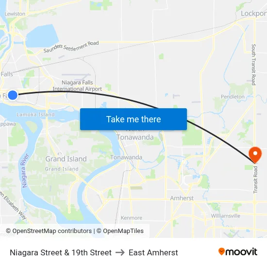 Niagara Street & 19th Street to East Amherst map