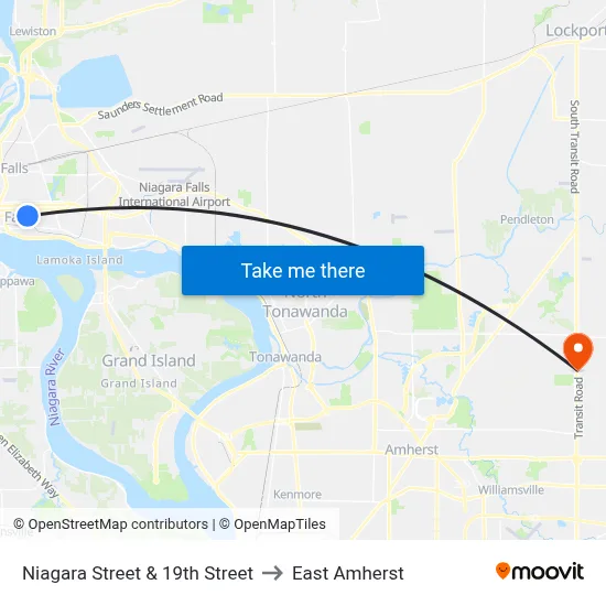 Niagara Street & 19th Street to East Amherst map