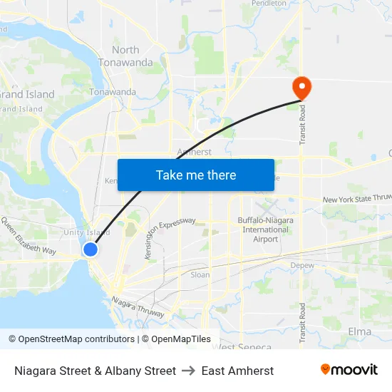 Niagara Street & Albany Street to East Amherst map