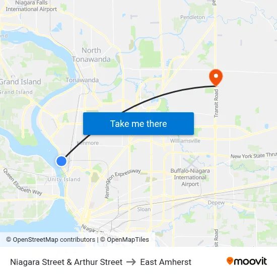 Niagara Street & Arthur Street to East Amherst map