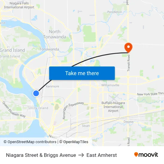 Niagara Street & Briggs Avenue to East Amherst map