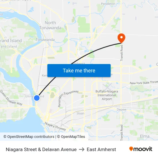 Niagara Street & Delavan Avenue to East Amherst map