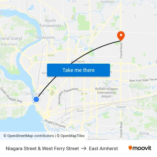 Niagara Street & West Ferry Street to East Amherst map