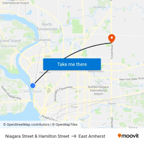 Niagara Street & Hamilton Street to East Amherst map