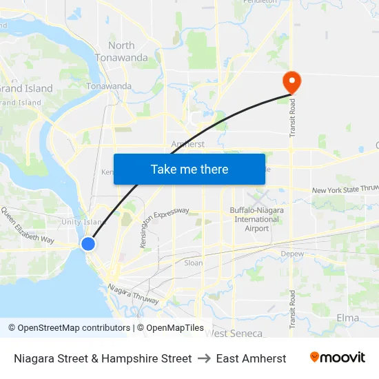 Niagara Street & Hampshire Street to East Amherst map