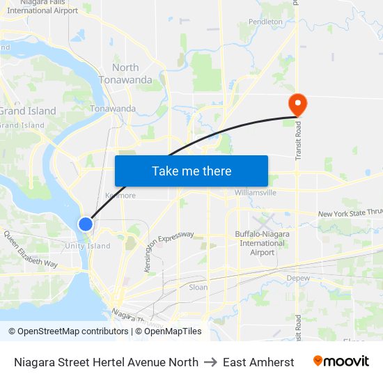 Niagara Street Hertel Avenue North to East Amherst map