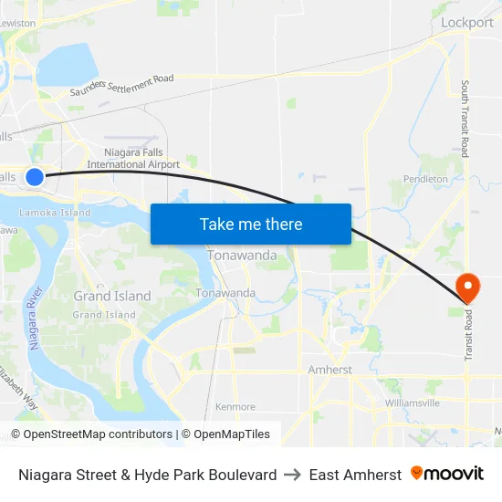 Niagara Street & Hyde Park Boulevard to East Amherst map