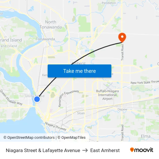 Niagara Street & Lafayette Avenue to East Amherst map