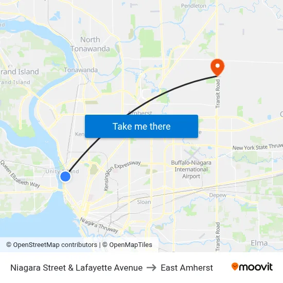 Niagara Street & Lafayette Avenue to East Amherst map