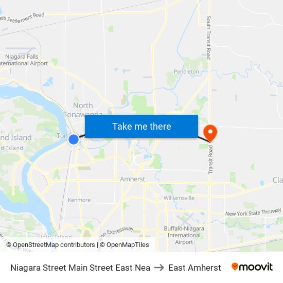 Niagara Street Main Street East Nea to East Amherst map