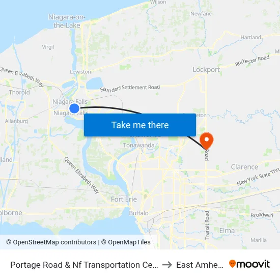 Portage Road & Nf Transportation Center to East Amherst map