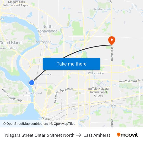 Niagara Street Ontario Street North to East Amherst map