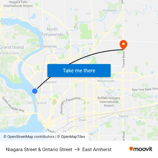 Niagara Street & Ontario Street to East Amherst map