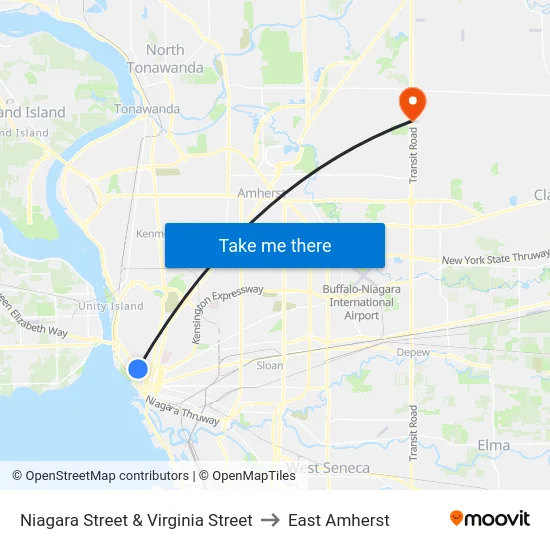 Niagara Street & Virginia Street to East Amherst map