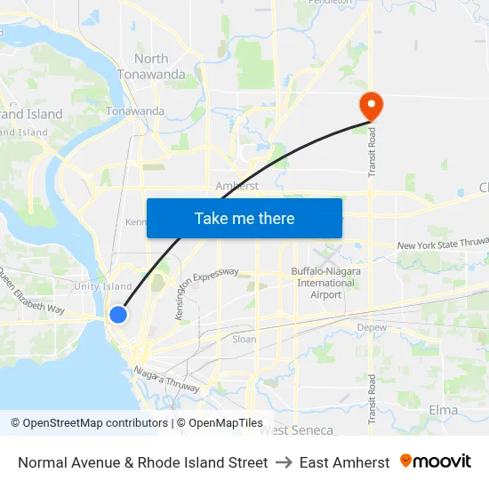 Normal Avenue & Rhode Island Street to East Amherst map