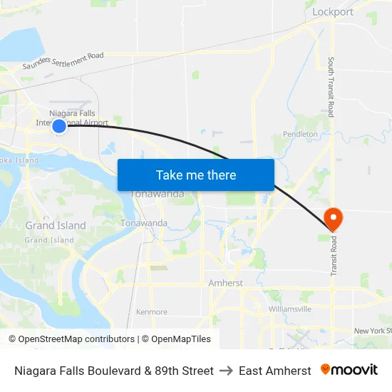 Niagara Falls Boulevard & 89th Street to East Amherst map