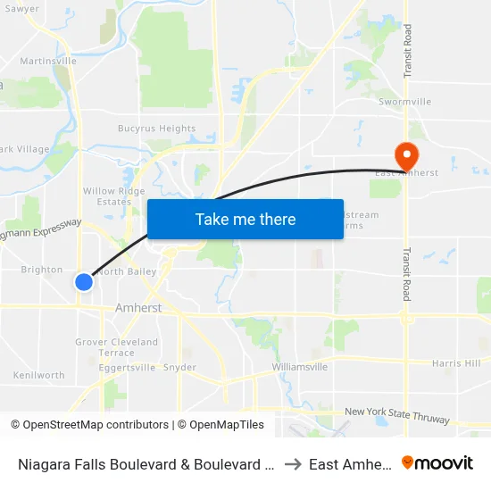 Niagara Falls Boulevard & Boulevard Mall to East Amherst map