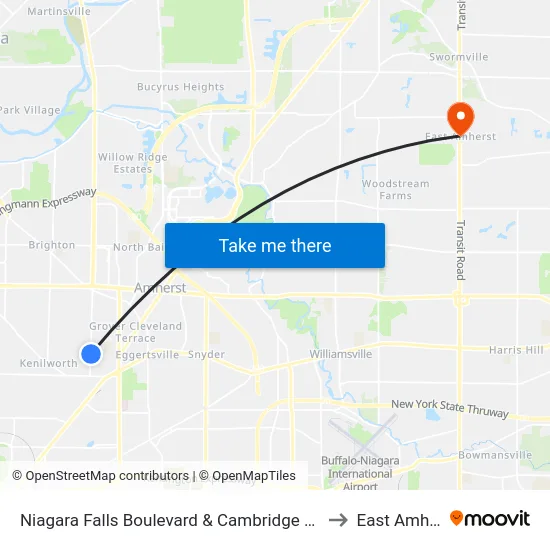 Niagara Falls Boulevard & Cambridge Boulevard to East Amherst map