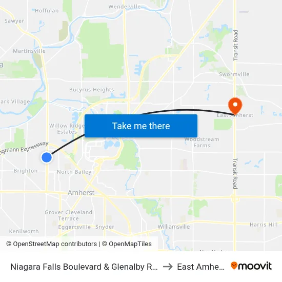 Niagara Falls Boulevard & Glenalby Road to East Amherst map