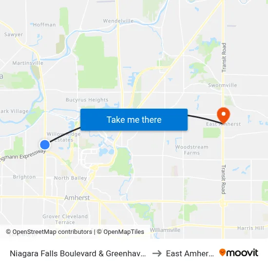 Niagara Falls Boulevard & Greenhaven to East Amherst map
