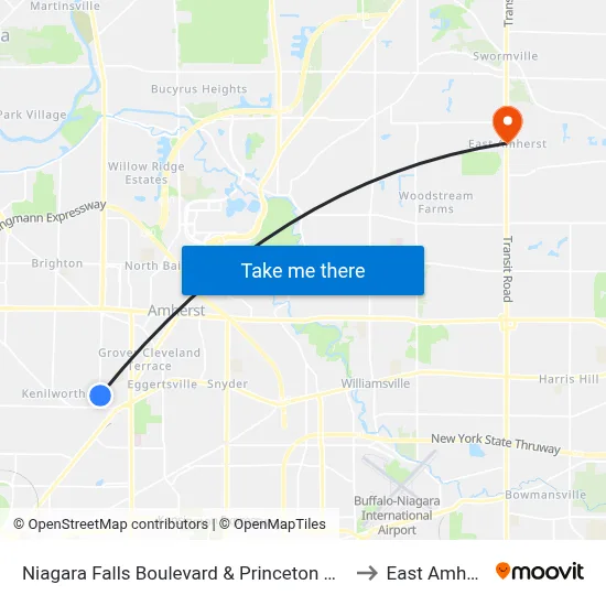 Niagara Falls Boulevard & Princeton Avenue to East Amherst map