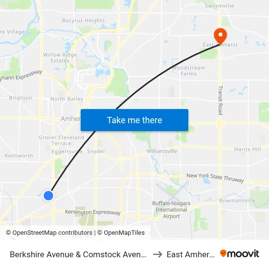 Berkshire Avenue & Comstock Avenue to East Amherst map