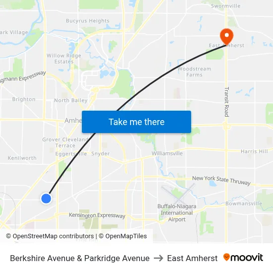 Berkshire Avenue & Parkridge Avenue to East Amherst map