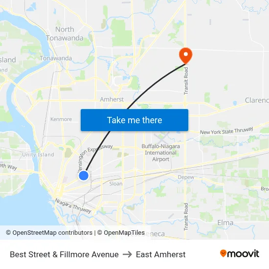 Best Street & Fillmore Avenue to East Amherst map