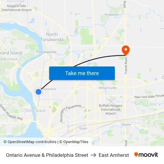 Ontario Avenue & Philadelphia Street to East Amherst map