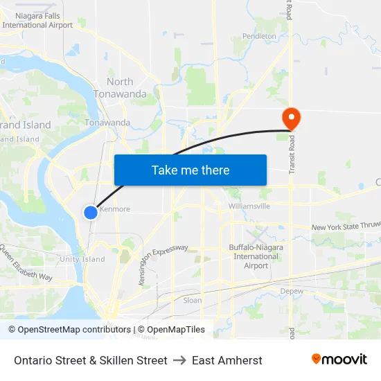 Ontario Street & Skillen Street to East Amherst map