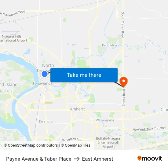 Payne Avenue & Taber Place to East Amherst map