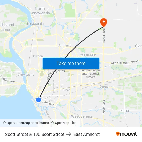 Scott Street & 190 Scott Street to East Amherst map