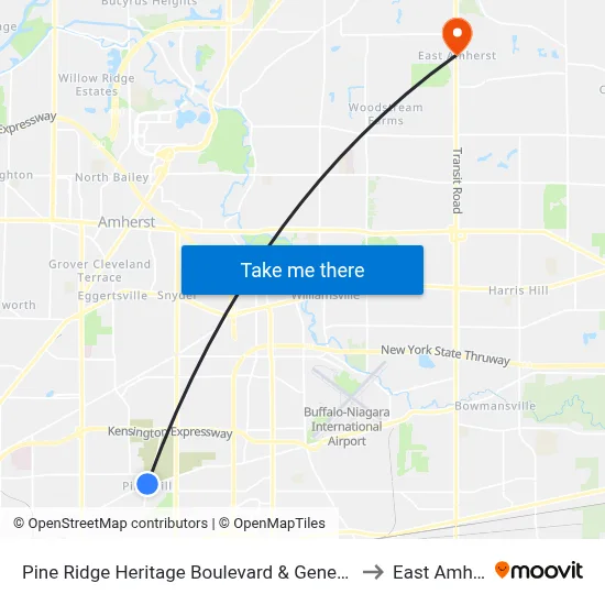 Pine Ridge Heritage Boulevard & Genesee Street to East Amherst map