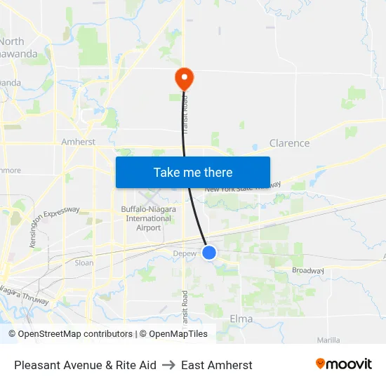 Pleasant Avenue & Rite Aid to East Amherst map