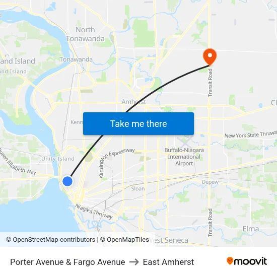 Porter Avenue & Fargo Avenue to East Amherst map
