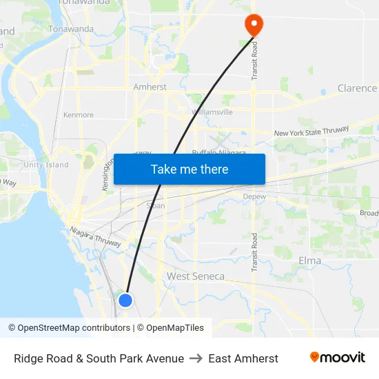 Ridge Road & South Park Avenue to East Amherst map