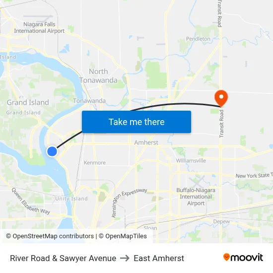River Road & Sawyer Avenue to East Amherst map