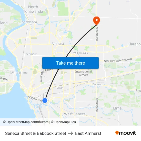 Seneca Street & Babcock Street to East Amherst map