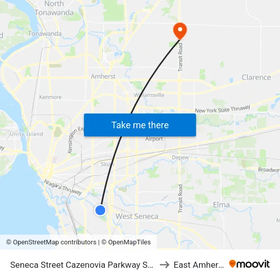 Seneca Street & Cazenovia Parkway to East Amherst map