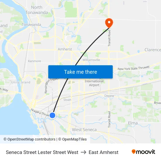 Seneca Street & Lester Street to East Amherst map