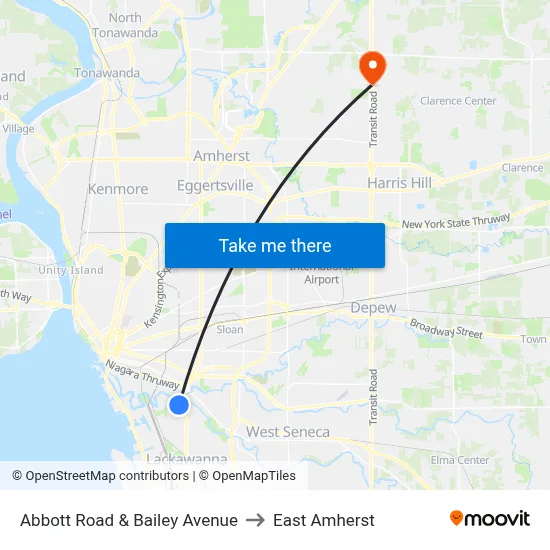 Abbott Road & Bailey Avenue to East Amherst map