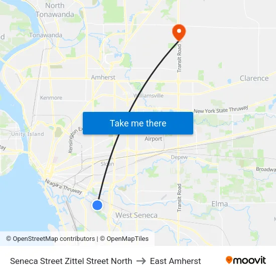 Seneca Street & Zittel Street to East Amherst map