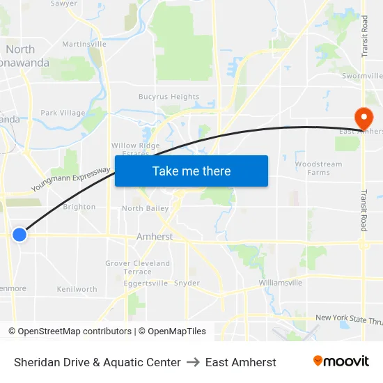 Sheridan Drive & Aquatic Center to East Amherst map