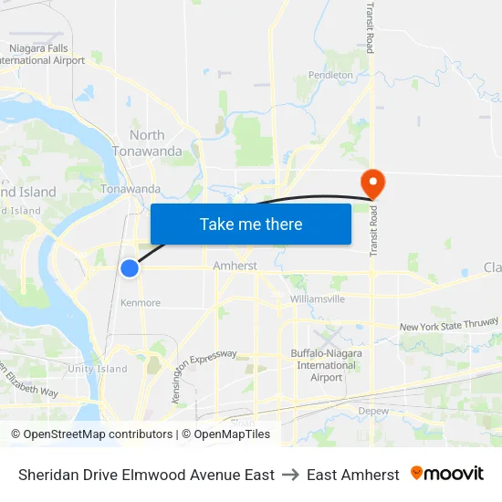 Sheridan Drive Elmwood Avenue East to East Amherst map