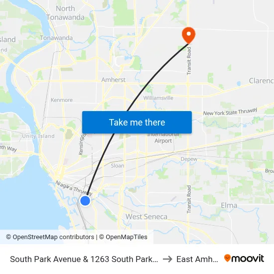South Park Avenue & 1263 South Park Avenue to East Amherst map