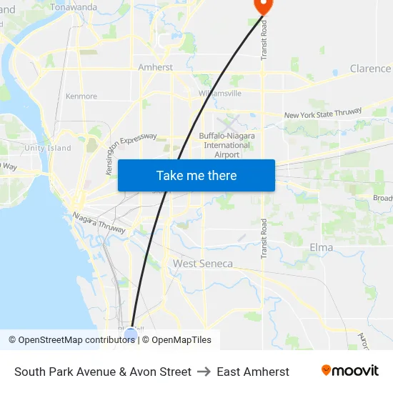 South Park Avenue & Avon Street to East Amherst map