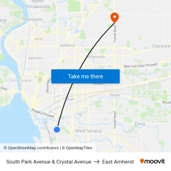 South Park Avenue & Crystal Avenue to East Amherst map