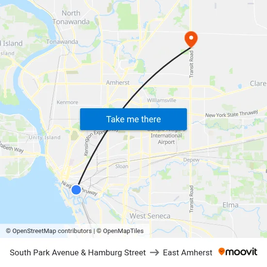 South Park Avenue & Hamburg Street to East Amherst map