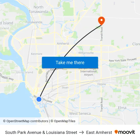 South Park Avenue & Louisiana Street to East Amherst map